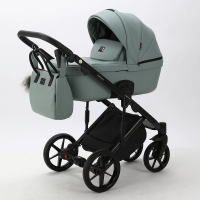 Детская коляска Adamex Lumi Air Deluxe 2 в 1 L-SA20 (СЕРО-ЗЕЛЕНАЯ КОЖА)