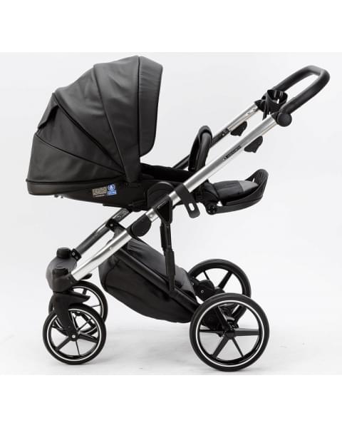 Детская коляска Adamex Lumi Air SE Deluxe 2 в 1 L-SA504 (ЧЕРНАЯ.КОЖА+ХРОМ РАМА)