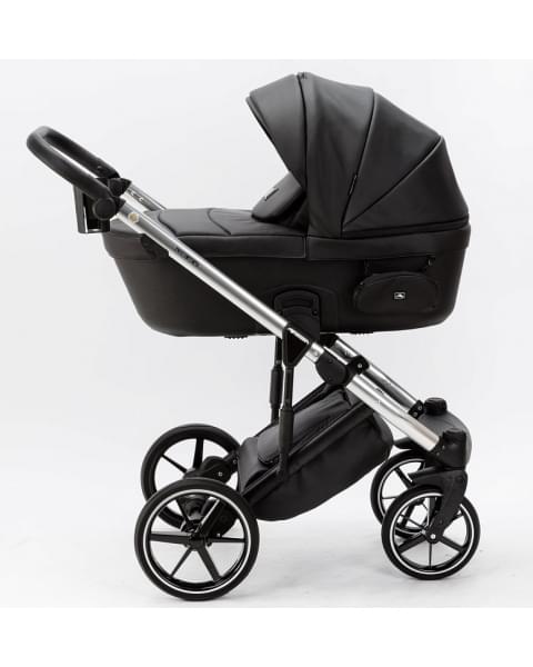 Детская коляска Adamex Lumi Air SE Deluxe 2 в 1 L-SA504 (ЧЕРНАЯ.КОЖА+ХРОМ РАМА)