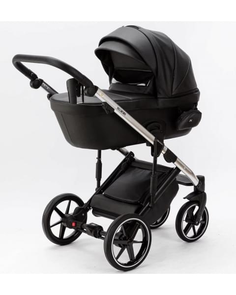 Детская коляска Adamex Lumi Air SE Deluxe 2 в 1 L-SA504 (ЧЕРНАЯ.КОЖА+ХРОМ РАМА)