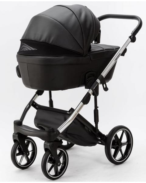 Детская коляска Adamex Lumi Air SE Deluxe 2 в 1 L-SA504 (ЧЕРНАЯ.КОЖА+ХРОМ РАМА)