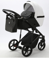 Детская коляска Adamex Mobi Deluxe 2 в 1 M-SD01 (БЕЛАЯ+ЧЕРНАЯ КОЖА)