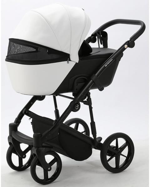 Детская коляска Adamex Mobi Deluxe 2 в 1 M-SD01 (БЕЛАЯ+ЧЕРНАЯ КОЖА)