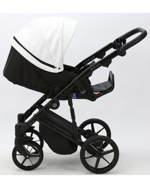 Детская коляска Adamex Mobi Deluxe 2 в 1 M-SD01 (БЕЛАЯ+ЧЕРНАЯ КОЖА)