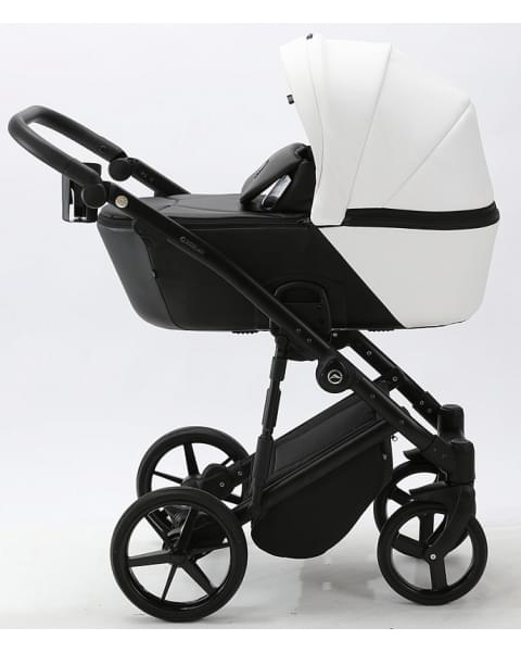 Детская коляска Adamex Mobi Deluxe 2 в 1 M-SD01 (БЕЛАЯ+ЧЕРНАЯ КОЖА)