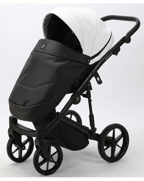 Детская коляска Adamex Mobi Deluxe 2 в 1 M-SD01 (БЕЛАЯ+ЧЕРНАЯ КОЖА)