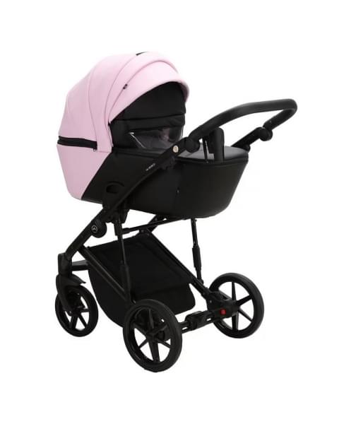 Детская коляска Adamex Mobi Deluxe 2 в 1 M-SD27 (РОЗОВЫЙ ЗЕФИР+ЧЕРНАЯ КОЖА)