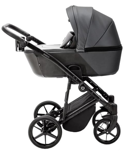 Детская коляска Adamex Mobi Deluxe 3 в 1 M-SD06 (ГРАФИТ+ЧЕРНАЯ КОЖА)