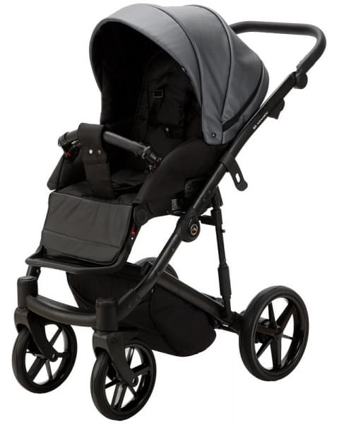 Детская коляска Adamex Mobi Deluxe 3 в 1 M-SD06 (ГРАФИТ+ЧЕРНАЯ КОЖА)