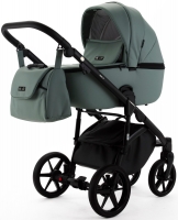 Детская коляска Adamex Nola Deluxe 3 в 1 N-SA20 (СЕРО-ЗЕЛЕНАЯ КОЖА)
