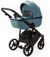 Детская коляска Adamex Nola Deluxe 3 в 1 N-SA63 (СЕРЫЙ С ГОЛУБЫМ КОЖА)