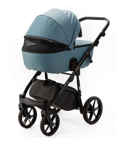 Детская коляска Adamex Nola Deluxe 3 в 1 N-SA63 (СЕРЫЙ С ГОЛУБЫМ КОЖА)