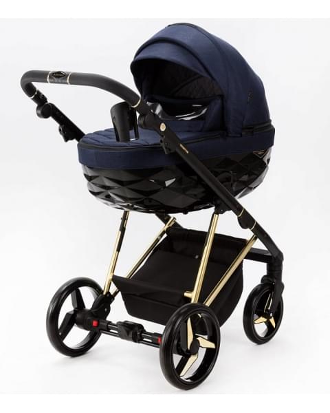 Детская коляска Adamex Quantum Special Edition 2 в 1 Q-TK677 (Т.СИНИЙ+ЗОЛОТО РАМА)