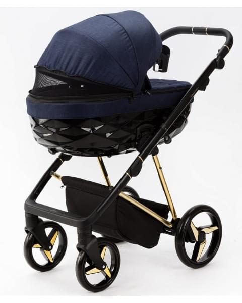 Детская коляска Adamex Quantum Special Edition 2 в 1 Q-TK677 (Т.СИНИЙ+ЗОЛОТО РАМА)