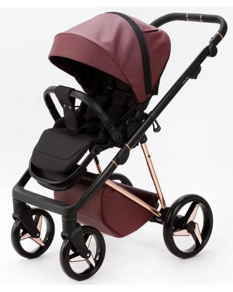 Детская коляска Adamex Quantum Superstar Deluxe 2 в 1 Q-STAR141-K (БОРДОВ.КОЖА+БОРДОВ.ДНО+РОЗОВ.ЗОЛОТО.РАМА)