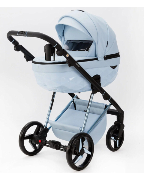 Детская коляска Adamex Quantum Superstar Deluxe 3 в 1 Q-STAR135-K (ГОЛУБ.КОЖА+ГОЛУБ.ДНО+ГОЛУБ.РАМА)