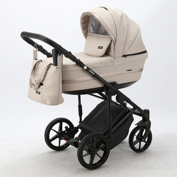 Детская коляска Adamex Rimini Deluxe 2 в 1 RI213 СВ.БЕЖ.КОЖА+БЕЖ.ПЕРЛ.ОТДЕЛКА