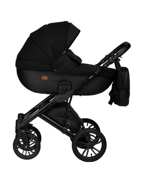 Детская коляска Indigo Mio S 2 в 1 02 черная кожа+черный