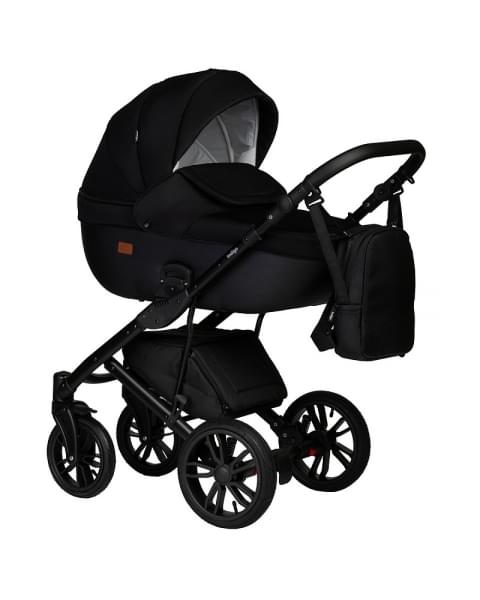Детская коляска Indigo Mio S 2 в 1 02 черная кожа+черный