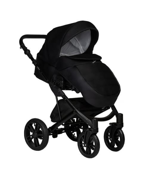 Детская коляска Indigo Mio S 2 в 1 02 черная кожа+черный