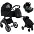 Детская коляска Pituso Mayla Luxury 3 в 1 с автокреслом Baesa Black