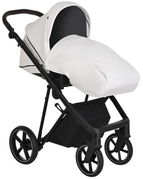 Детская коляска Roan Sol Кожа 3 в 1 с автокреслом Tutis Elo Lux EduSky Black RSL/2024 White/Black/руч.Тем.коричневый