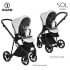 Детская коляска Roan Sol Кожа 3 в 1 с автокреслом Tutis Elo Lux EduSky Black RSL/2024 White/Black/руч.Тем.коричневый