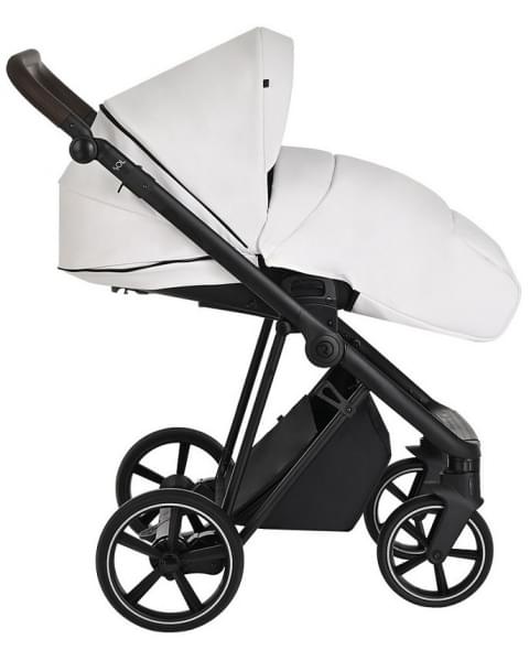 Детская коляска Roan Sol Кожа 3 в 1 с автокреслом Tutis Elo Lux EduSky Black RSL/2024 White/Black/руч.Тем.коричневый