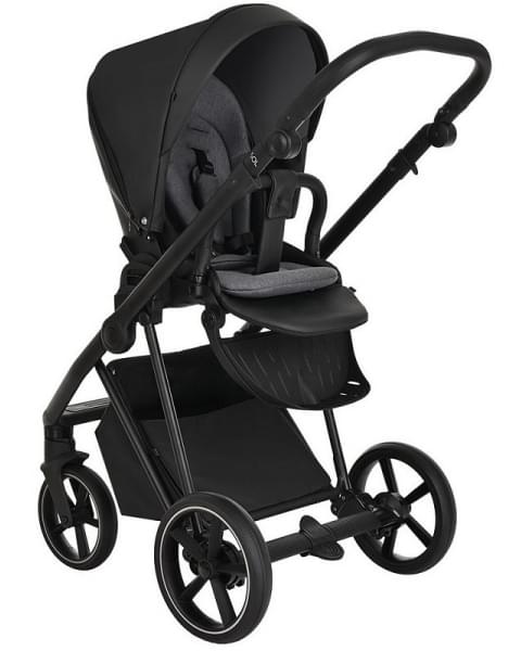 Детская коляска Roan Sol Кожа 3 в 1 с автокреслом Tutis Elo Lux EduSky Black RSL/2027 Black /Black/руч.Черный
