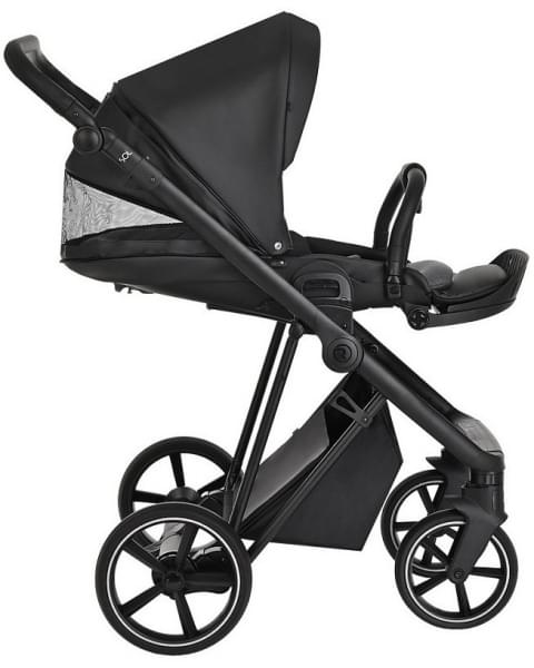 Детская коляска Roan Sol Кожа 3 в 1 с автокреслом Tutis Elo Lux EduSky Black RSL/2027 Black /Black/руч.Черный