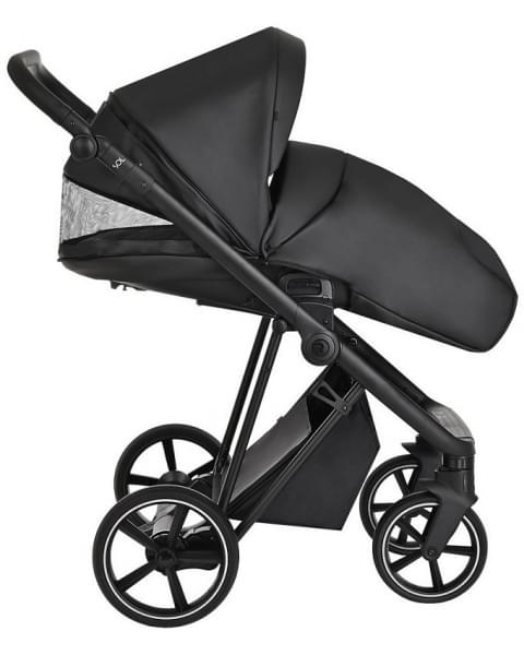 Детская коляска Roan Sol Кожа 3 в 1 с автокреслом Tutis Elo Lux EduSky Black RSL/2027 Black /Black/руч.Черный