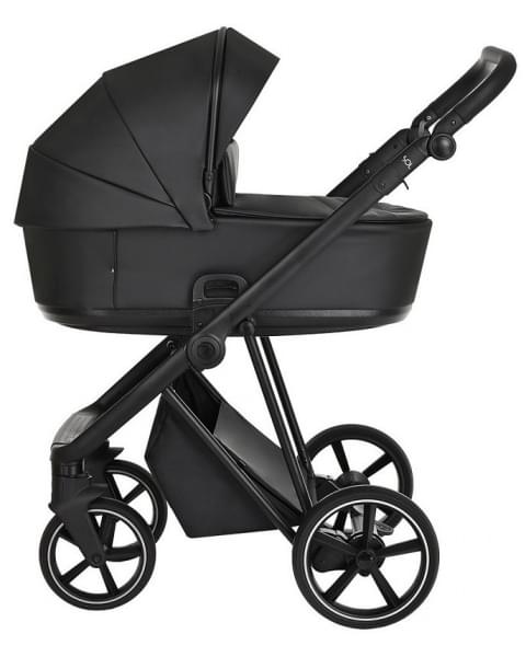 Детская коляска Roan Sol Кожа 3 в 1 с автокреслом Tutis Elo Lux EduSky Black RSL/2027 Black /Black/руч.Черный