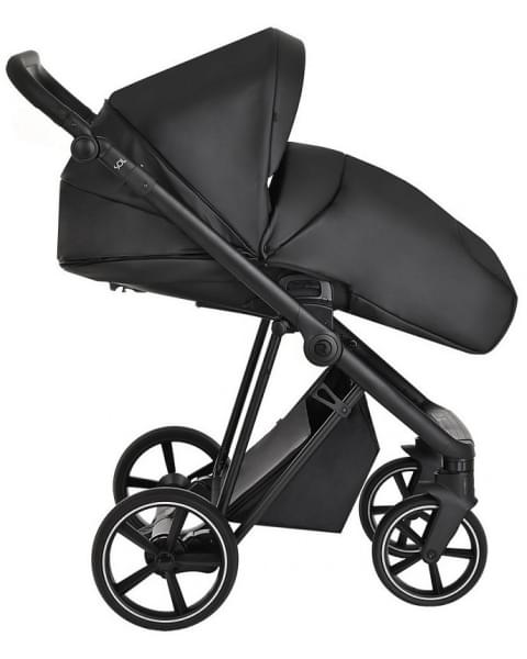 Детская коляска Roan Sol Кожа 3 в 1 с автокреслом Tutis Elo Lux EduSky Black RSL/2027 Black /Black/руч.Черный