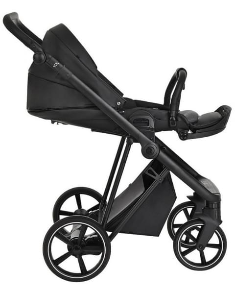 Детская коляска Roan Sol Кожа 3 в 1 с автокреслом Tutis Elo Lux EduSky Black RSL/2027 Black /Black/руч.Черный