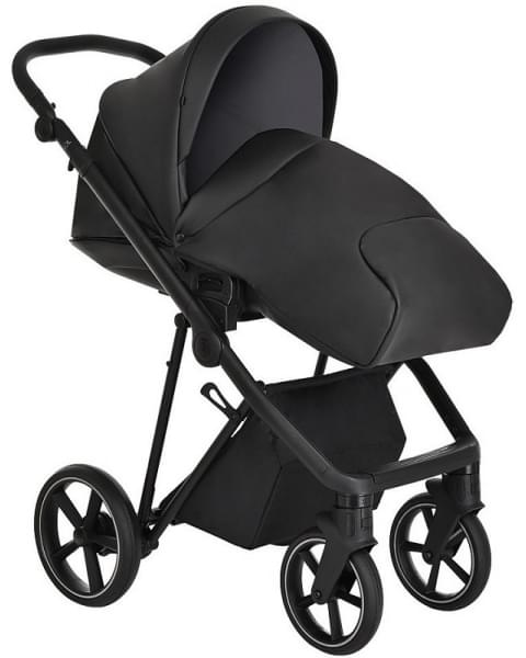 Детская коляска Roan Sol Кожа 3 в 1 с автокреслом Tutis Elo Lux EduSky Black RSL/2027 Black /Black/руч.Черный