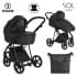 Детская коляска Roan Sol Кожа 3 в 1 с автокреслом Tutis Elo Lux EduSky Black RSL/2027 Black /Black/руч.Черный