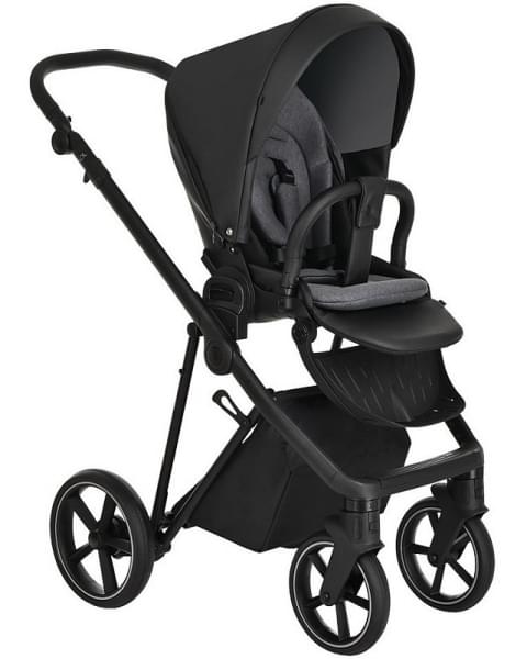 Детская коляска Roan Sol Кожа 3 в 1 с автокреслом Tutis Elo Lux EduSky Black RSL/2027 Black /Black/руч.Черный