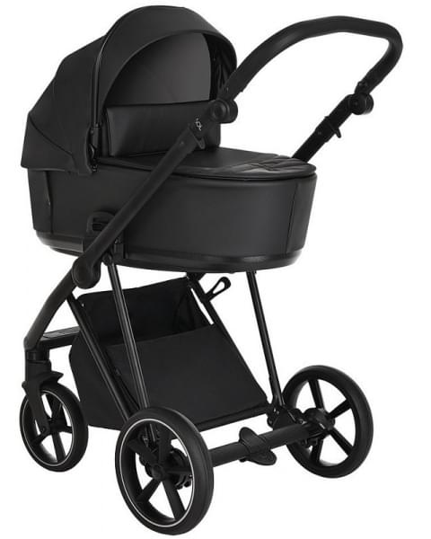Детская коляска Roan Sol Кожа 3 в 1 с автокреслом Tutis Elo Lux EduSky Black RSL/2027 Black /Black/руч.Черный