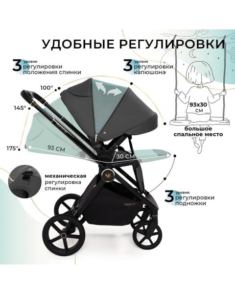 Детская коляска Sweet Baby Stella Plus Therma 2 в 1 427415 Dark Grey
