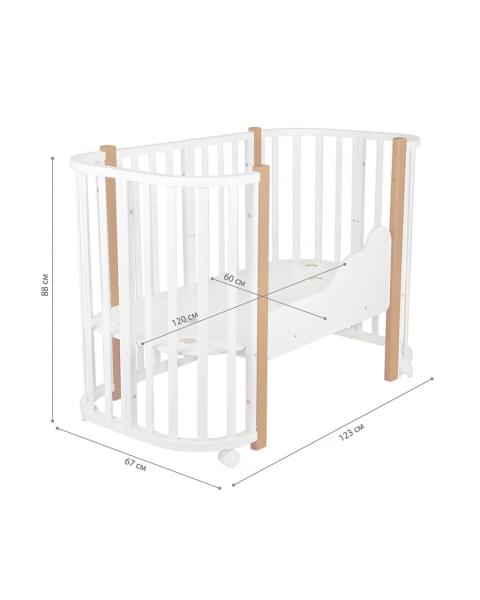 Детская кровать-трансформер Indigo Baby Lux, Белый / Натуральные стойки