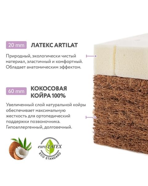 Детский матрас Plitex Комфорт Элит ЭЛ-119-01 119х60х9,5 см