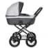 Коляска-люлька Pituso Leticia Classic / колеса d12, Узор White + Black + Кожа New Grey (Белый / Черный / Серый)