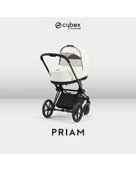 Коляска 2 в 1 Cybex Priam IV Platinum Collection шасси Matt Black, Off White (белый)