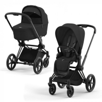 Коляска 2 в 1 Cybex Priam IV Platinum Collection шасси Matt Black, Sepia Black (Черный)