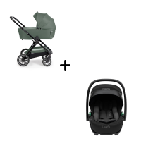 Коляска 3 в 1 Agex Prima Pro 2025, Green (Зеленый) + Автокресло Agex i-Safe (0-13 кг), Black (Черный)
