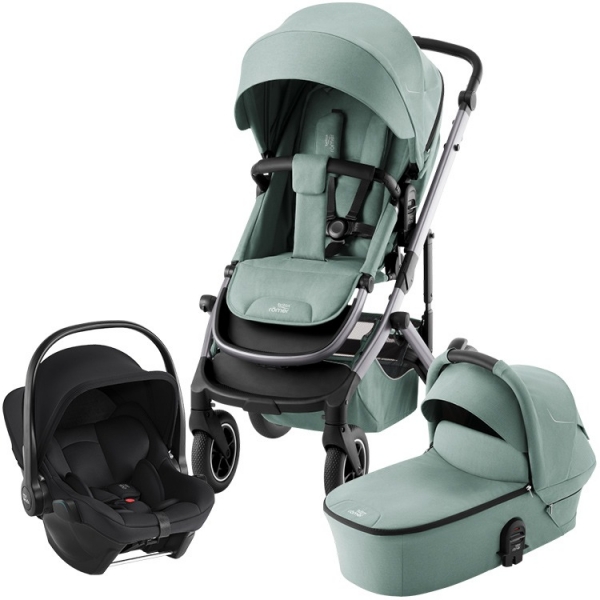Коляска 3 в 1 Britax Roemer Smile 5Z, Jade Green (Зеленый) + Автокресло Baby-Safe Core, Midnight Grey (темно-серый)
