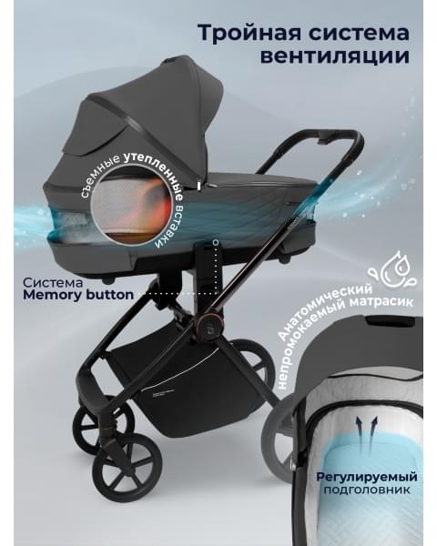 Коляска Sweet Baby 3в1 SBL Elegante Therma Dark Grey