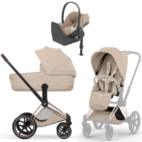 Коляска 4 в 1 Cybex Priam V Rosegold Style Cozy Beige + Cloud T Cozy Beige Plus Base T