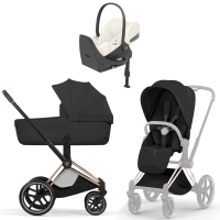 Коляска 4 в 1 Cybex Priam V Rosegold Style Sepia Black + Cloud T Off White Plus Base T