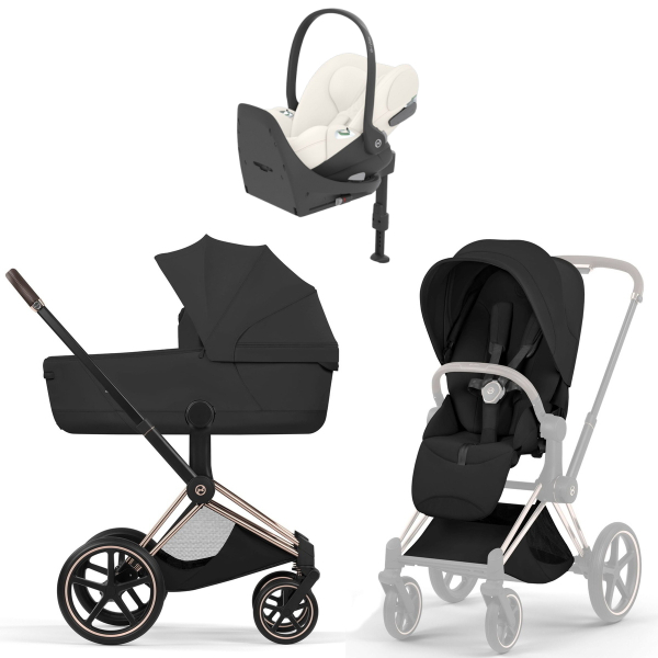 Коляска 4 в 1 Cybex Priam V Rosegold Style Sepia Black + Cloud T Off White Plus Base T